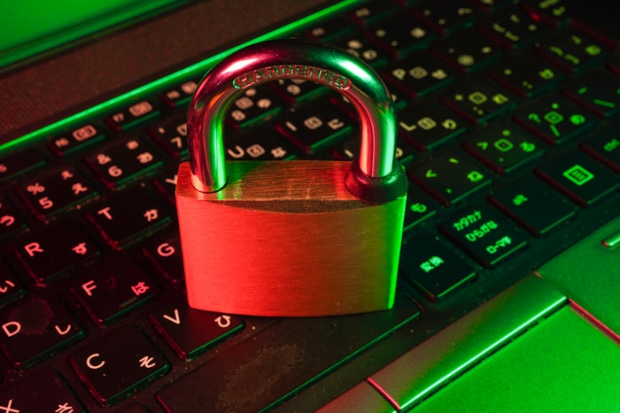 A glowing digital padlock icon on a dark screen