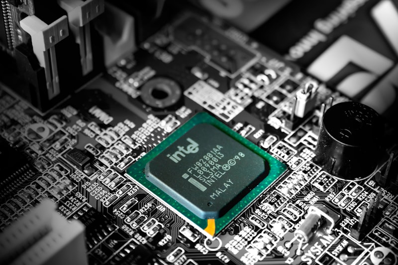 A close-up of a powerful computer processor glowing with subtle orange light