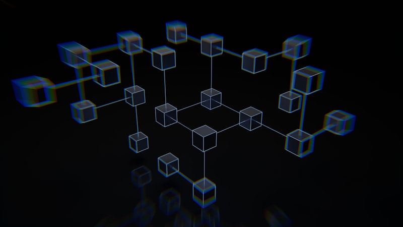 An abstract visualization of interconnected neural network nodes on a dark background